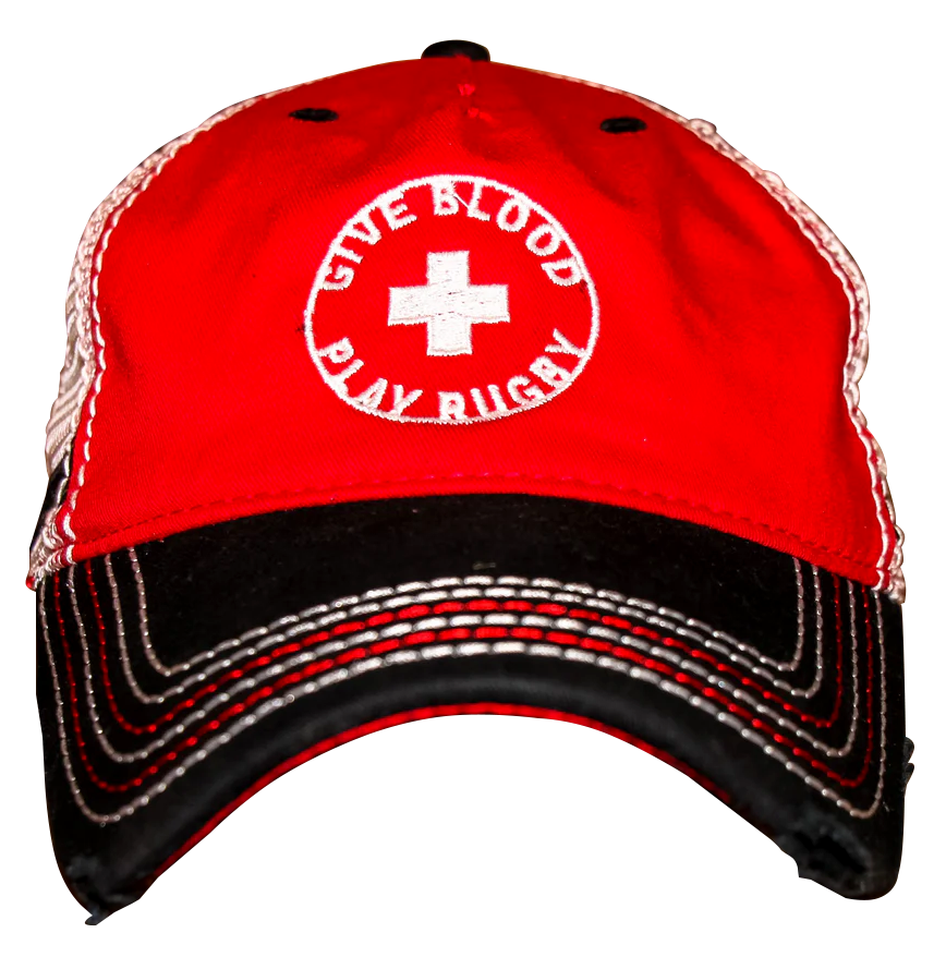 Give Blood Play Rugby Hat - Breathable Mesh Back Cap for Rugby Fans & Supporters - Perfect for Games, Training, and Outdoor Activities