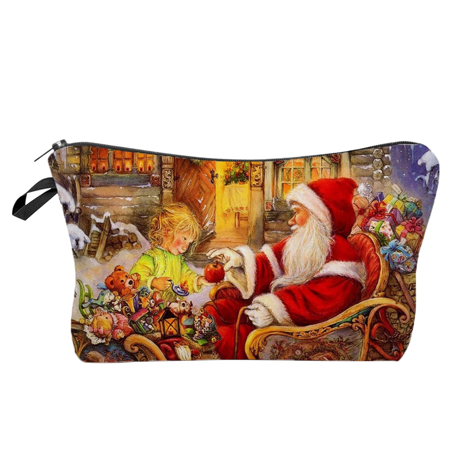 Waterproof 3D Santa Makeup Bag - Lightweight Cosmetic Travel Organizer for Women & Girls Gifts - Christmas, Daily Use