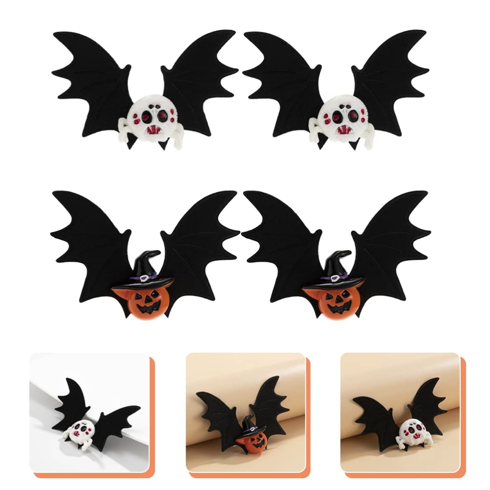 4pcs Halloween Bat Hair Clips for Girls - Gothic Hair Barrettes & Bat Wing Hair Accessories for Costume Parties, Cosplay & Spooky Events