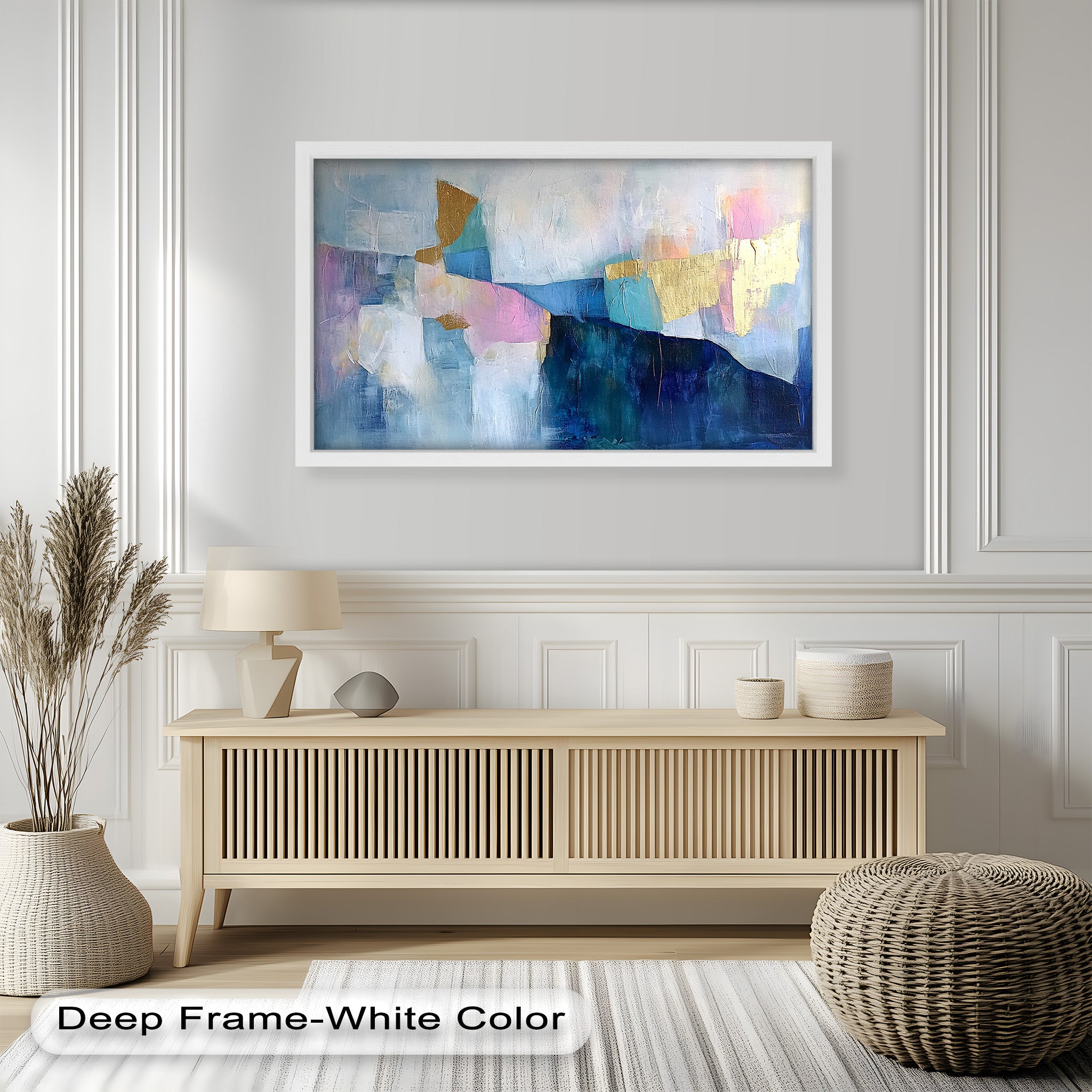 Blue Horizon Abstract - Modern Oil Painting on Canvas, Handmade Wall Art for Living Room, Bedroom & Office Decor