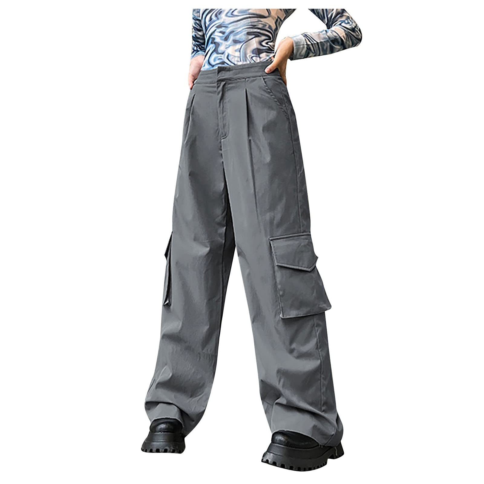 Women's Vintage Y2K Cargo Pants - Harajuku Style Loose Lounge Pants with Low Waist, Wide Leg & Adjustable Cinch for Casual Wear, Street Fashion & Everyday Comfort