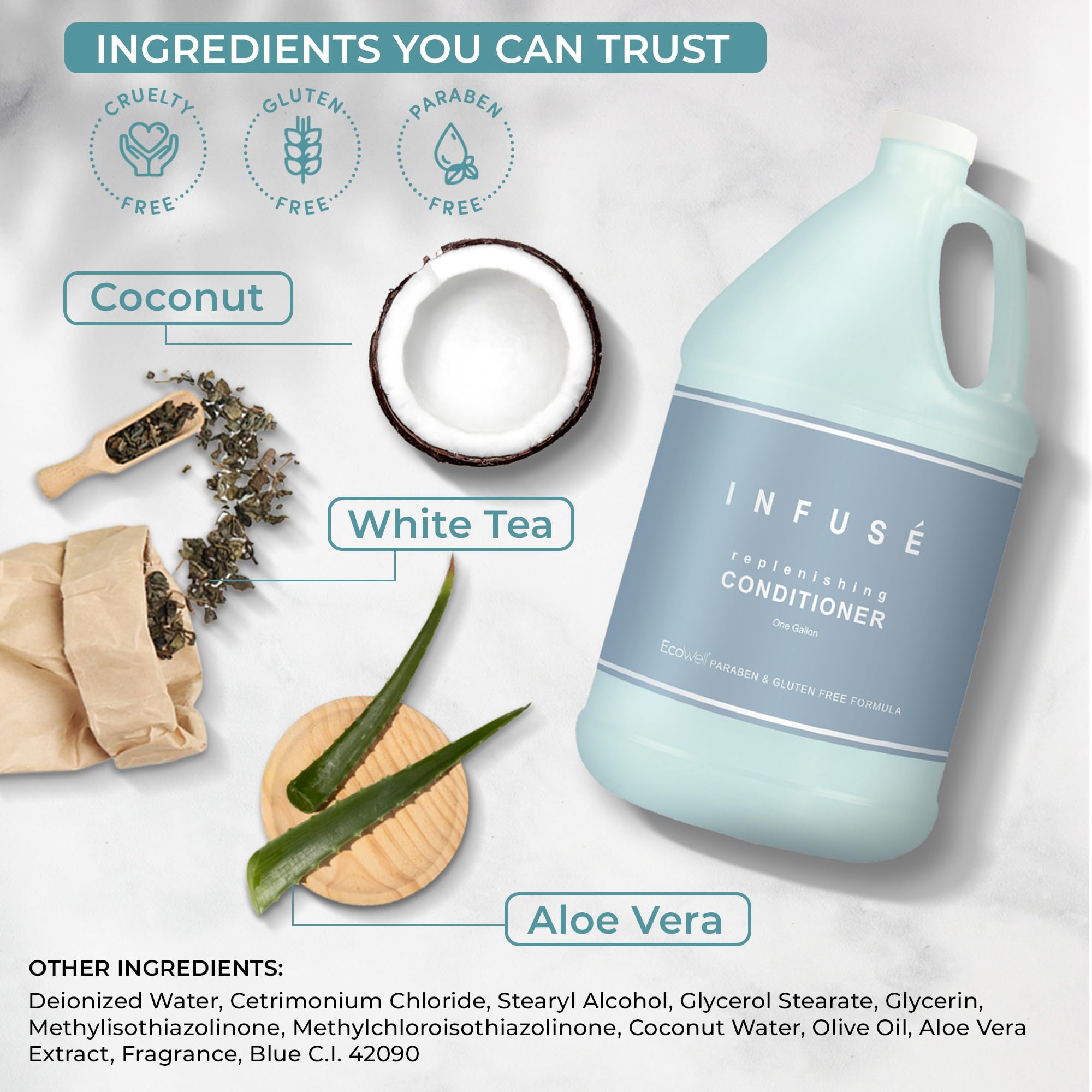 Terra Pure Infuse Hotel Conditioner - 1 Gallon Bulk Refill for Soap Dispensers (Set of 4) | Professional Salon & Spa Quality | Perfect for Hotels, Gyms, and Public Restrooms