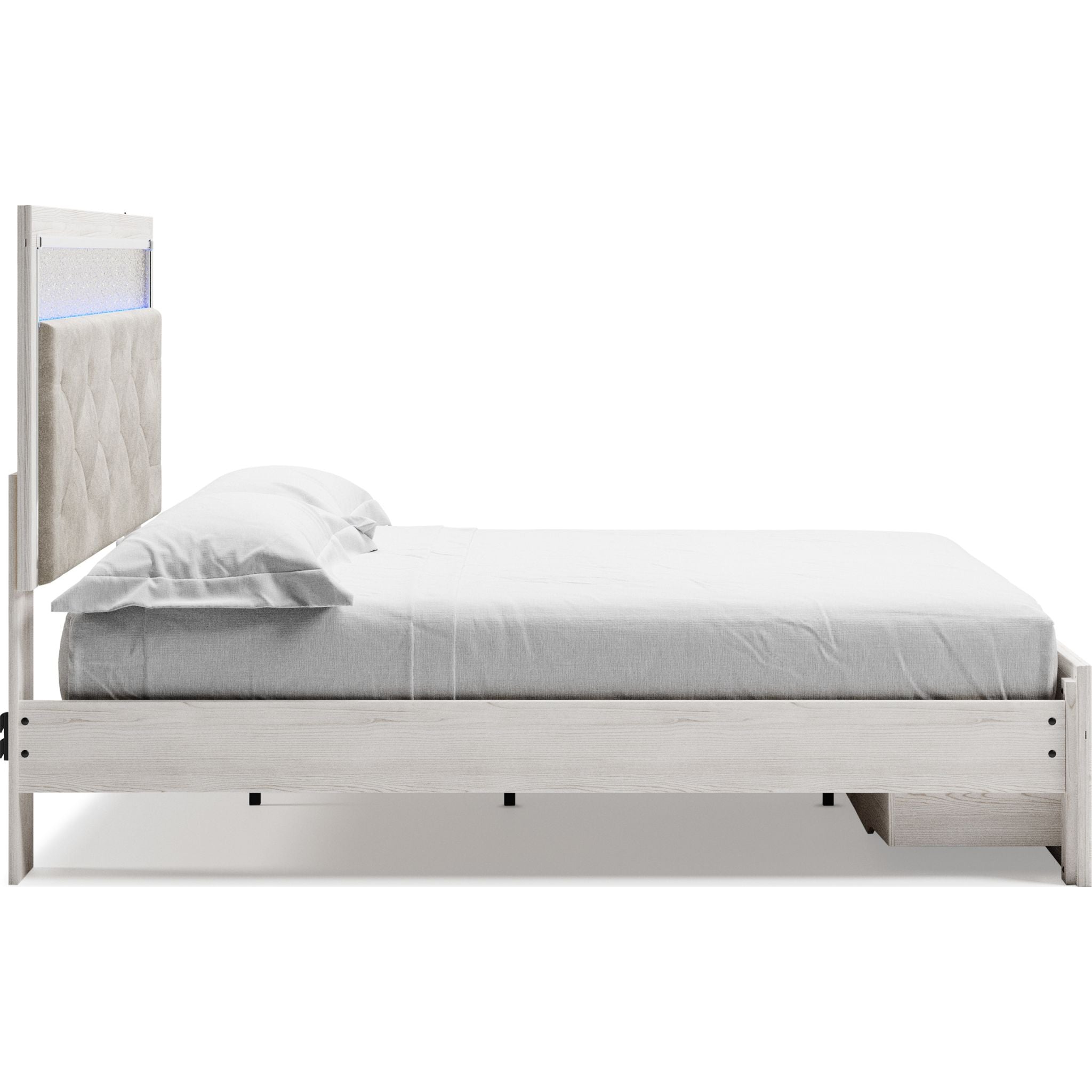 Altyra White Storage Bed with Underbed Drawers - Modern Platform Bed Frame with Hidden Storage for Small Spaces, Bedroom & Guest Room Organization