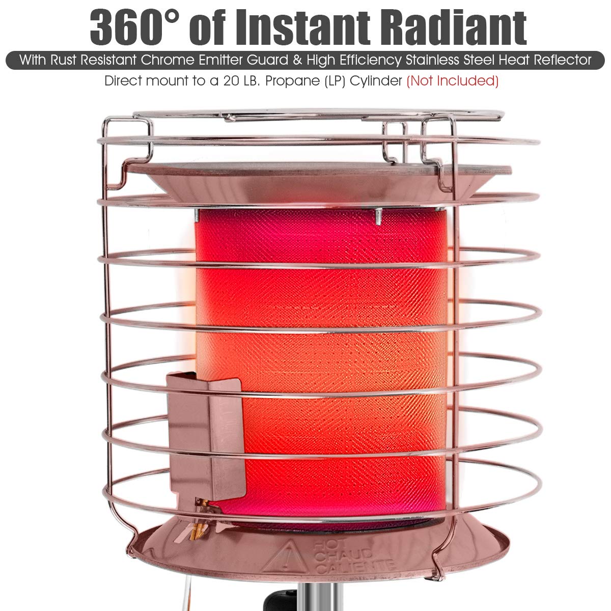 COSTWAY 42,000 BTU Portable Propane Heater with Auto Shut-Off & 360° Heat - Indoor/Outdoor Use for Patio, Garage, Camping & Workspaces | Safe Heating Solution
