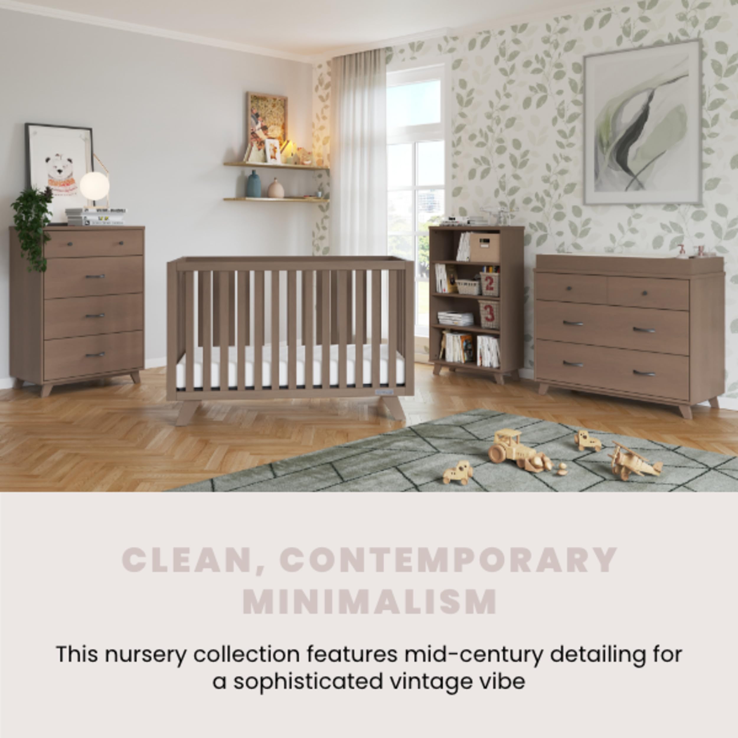 Child Craft SOHO 4-in-1 Convertible Crib - Convertible Baby Crib to Day Bed, Toddler Bed & Full Size Bed with 3 Adjustable Mattress Heights | Non-Toxic & Baby-Safe Finish in Dusty Heather | Perfect for Nursery, Bedroom Transition & Growing Families