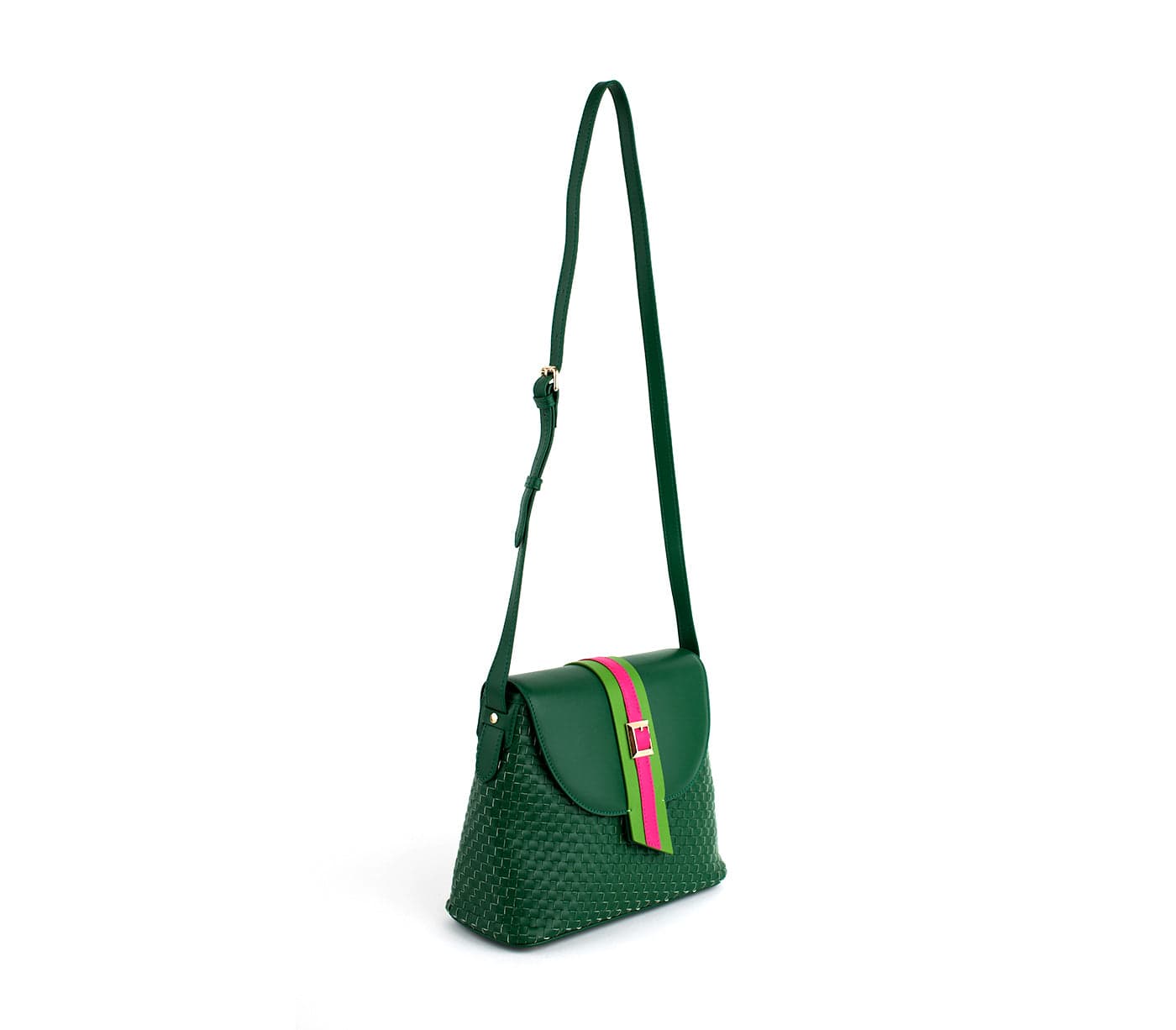 Kate Vegan Leather Basket Weave Crossbody Bag for Women - Eco-Friendly Green Shoulder Purse | Perfect for Work, Travel & Everyday Use