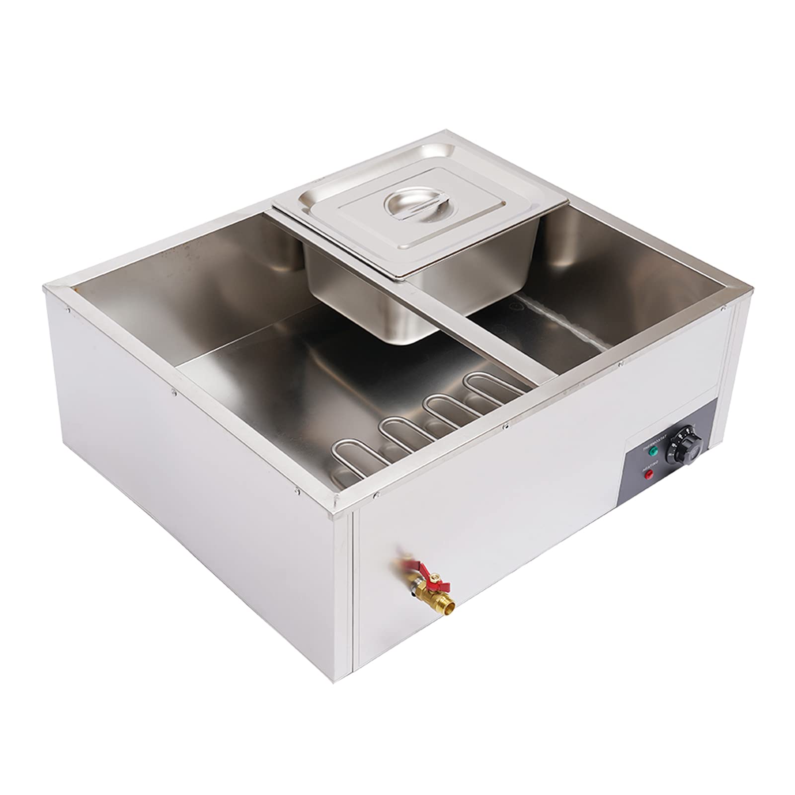 Premium Stainless Steel Commercial Food Warmer - 4-Pot Bain Marie Buffet Warmer with Steam Table | Ideal for Restaurants, Catering & Buffet Service