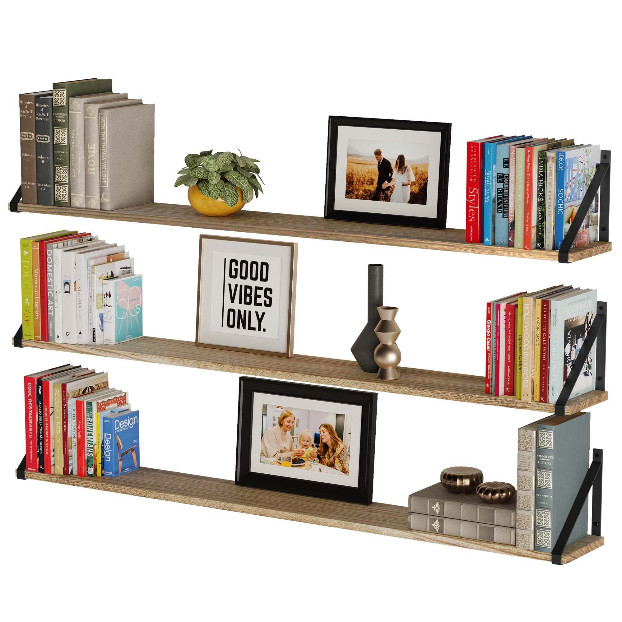 Wallniture Bora Long Floating Shelves - Set of 3 (48