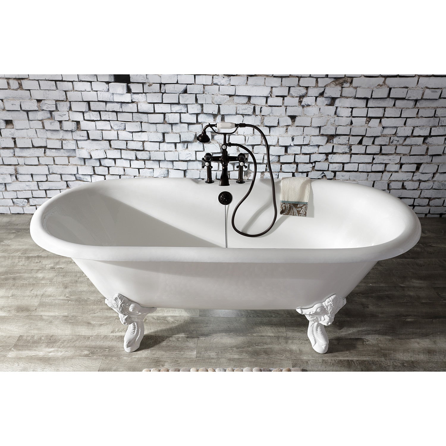 Vintage Clawfoot Tub Faucet with Hand Shower - Oil Rubbed Bronze 3-Handle 2-Hole Deck Mount Bathroom Fixture for Classic & Modern Bathrooms