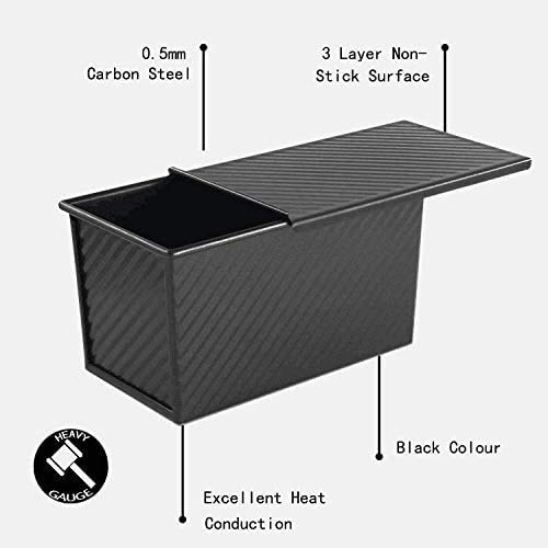 CHEFMADE Pullman Loaf Pan with Lid - 1 lb Non-Stick Carbon Steel Bread Baking Pan for Homemade Sandwich, Toast & Artisan Loaves | Perfect for Kitchen, Bakery & Gift Giving