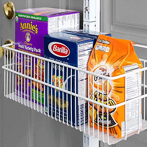 Heavy Duty Carbon Steel Over The Door Pantry Organizer - 5 Wire Baskets for Kitchen, Closet & Bathroom Storage - White 240077E - Perfect for Spice Jars, Cleaning Supplies & Small Item Organization