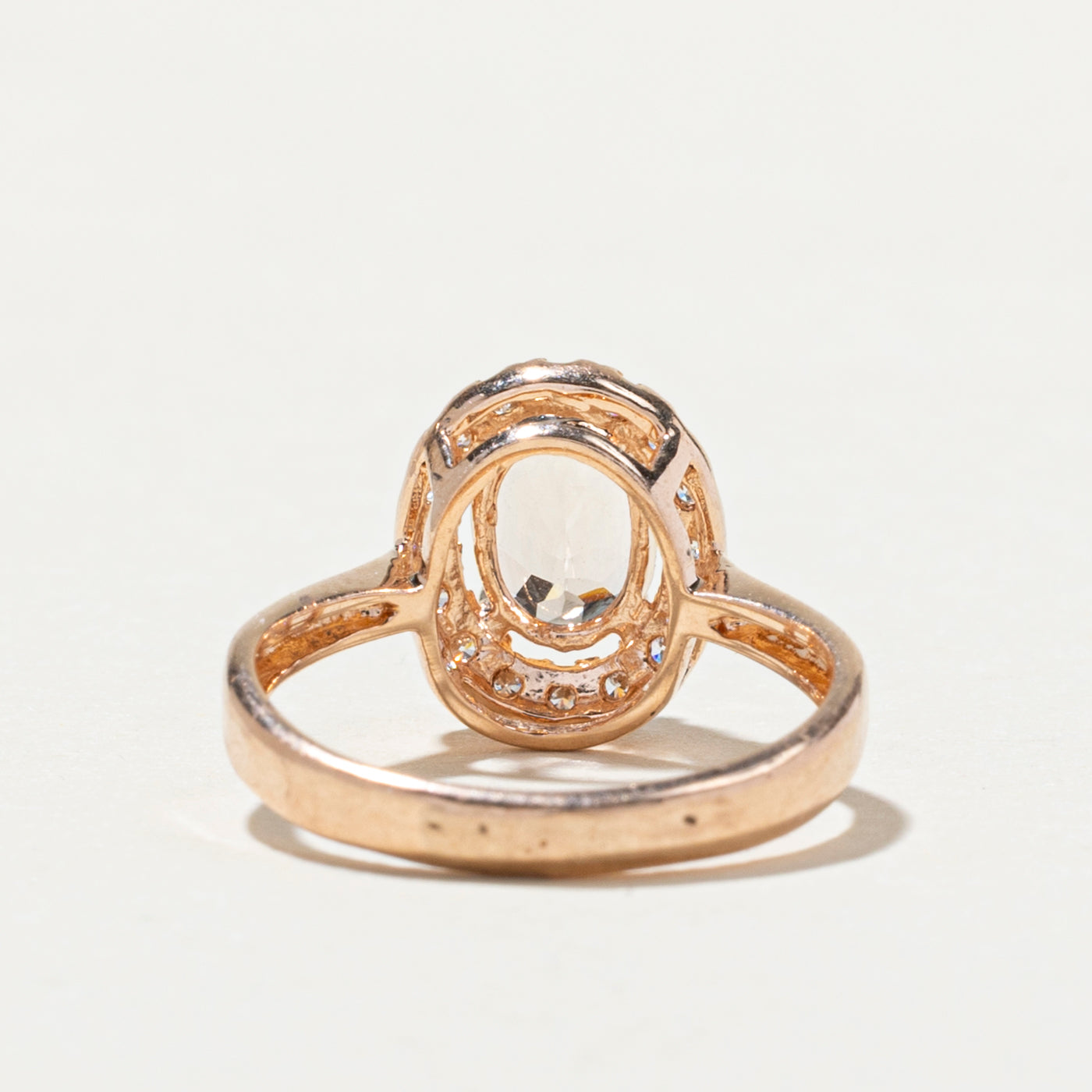 Oval Cut Morganite & Diamond Halo Engagement Ring 0.71ct 0.14ctw Size 3.25 - Rose Gold Wedding Band for Women, Perfect for Proposals, Anniversaries & Bridal Jewelry Gifts