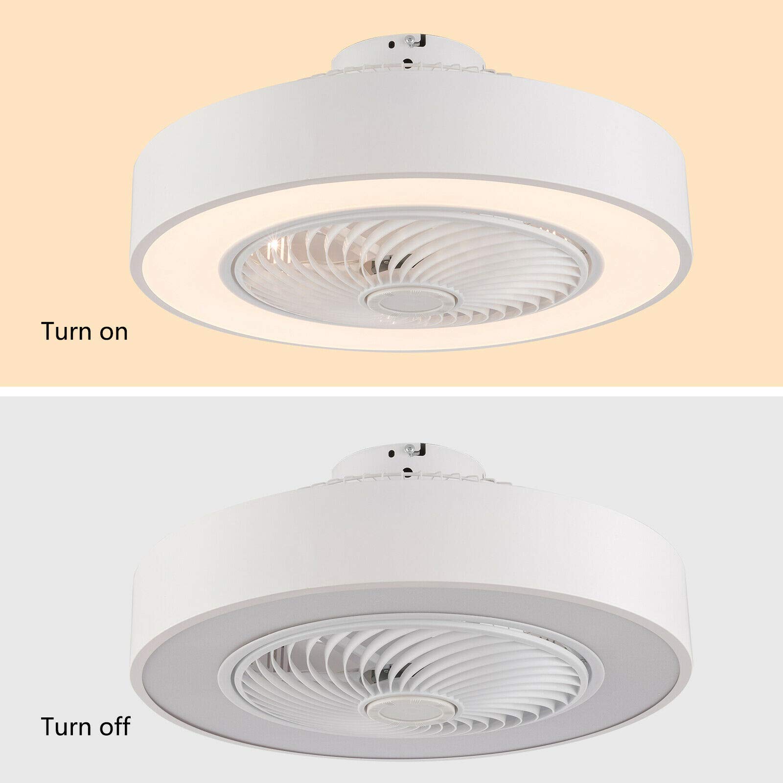 Modern 3-Speed LED Ceiling Fan with Light - Remote Control, 3 Color Options, Metal Shell & Acrylic Lampshade - Semi-Flush Mount Round Design for Bedroom, Living Room, Office - White | Energy Efficient Cooling & Stylish Lighting Solution for Home & Workspaces