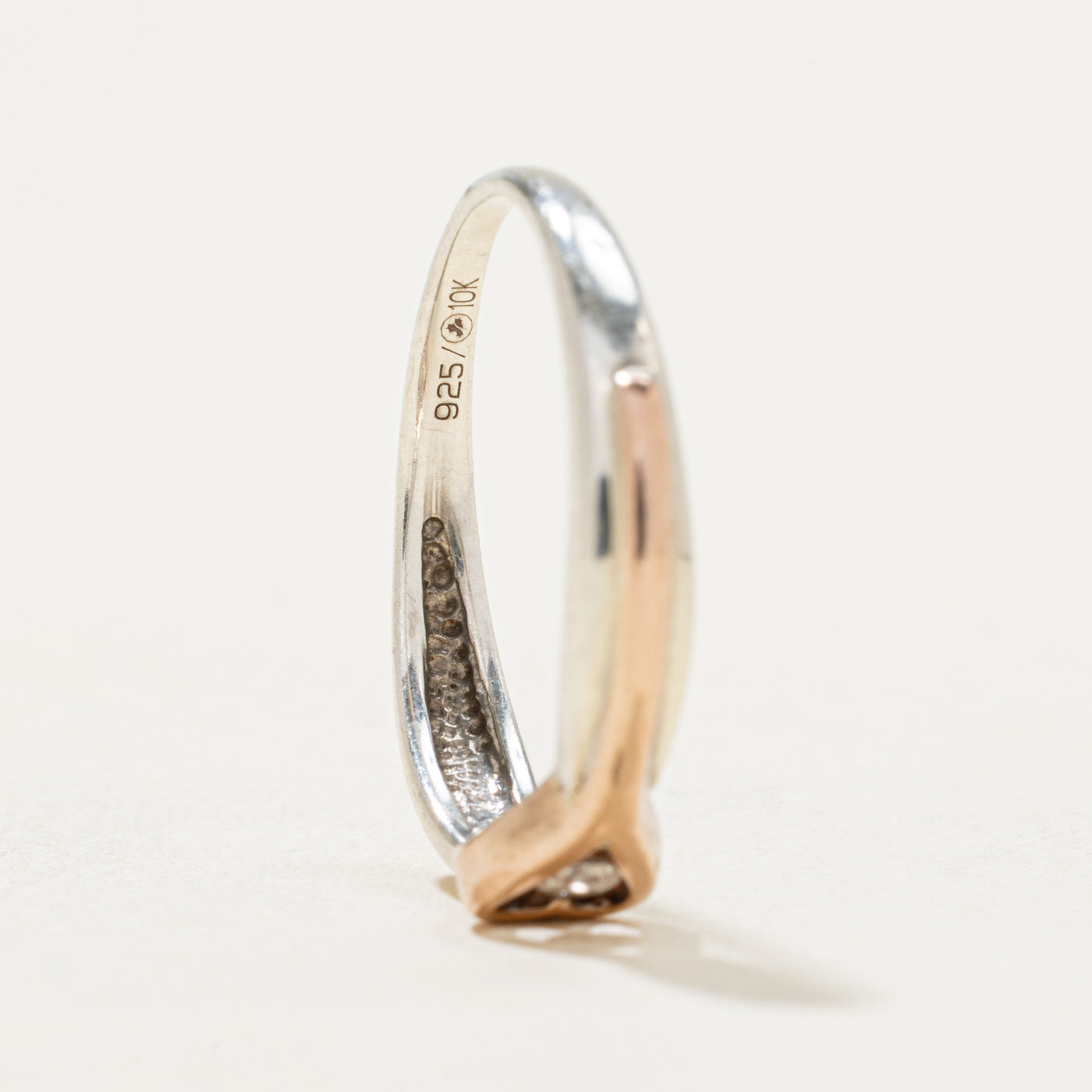 10K Two Tone Gold Diamond Open Heart Ring - 0.06ct Size 6.5 - Elegant Valentine's Day Gift for Her, Anniversary Jewelry, Romantic Promise Ring for Girlfriend