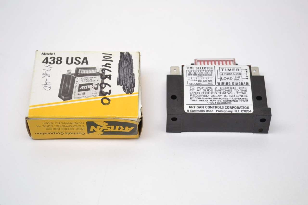 ARTISAN CONTROLS 438USA 19-288V Solid State Timer Relay - 1NO 1Amp 1024 Sec Delay-On Panel Mount for Industrial Automation & HVAC Systems