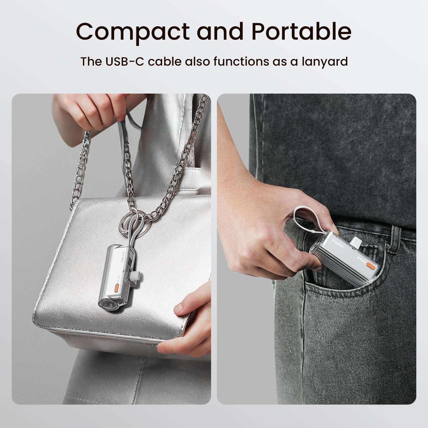 Flow Mini 5000mAh Portable Charger - Compact Power Bank with Interchangeable Plugs & Built-in Cable | Dual USB-C Output for iPhone 16/15/14/13, iPad, Galaxy S24/23 Ultra | Perfect for Travel, Camping & Emergency Power Backup