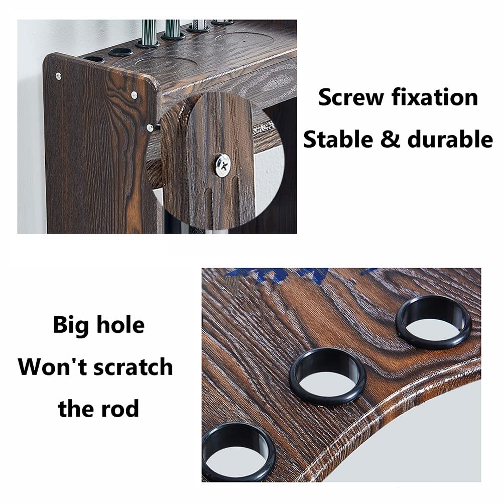 Premium Wooden Pool Cue Holder - 18-Slot Billiard Stick Organizer & Fishing Rod Rack - Durable Floor Stand for Pool Halls, Game Rooms & Home Bars (Perfect for Cue Storage and Rod Organization)
