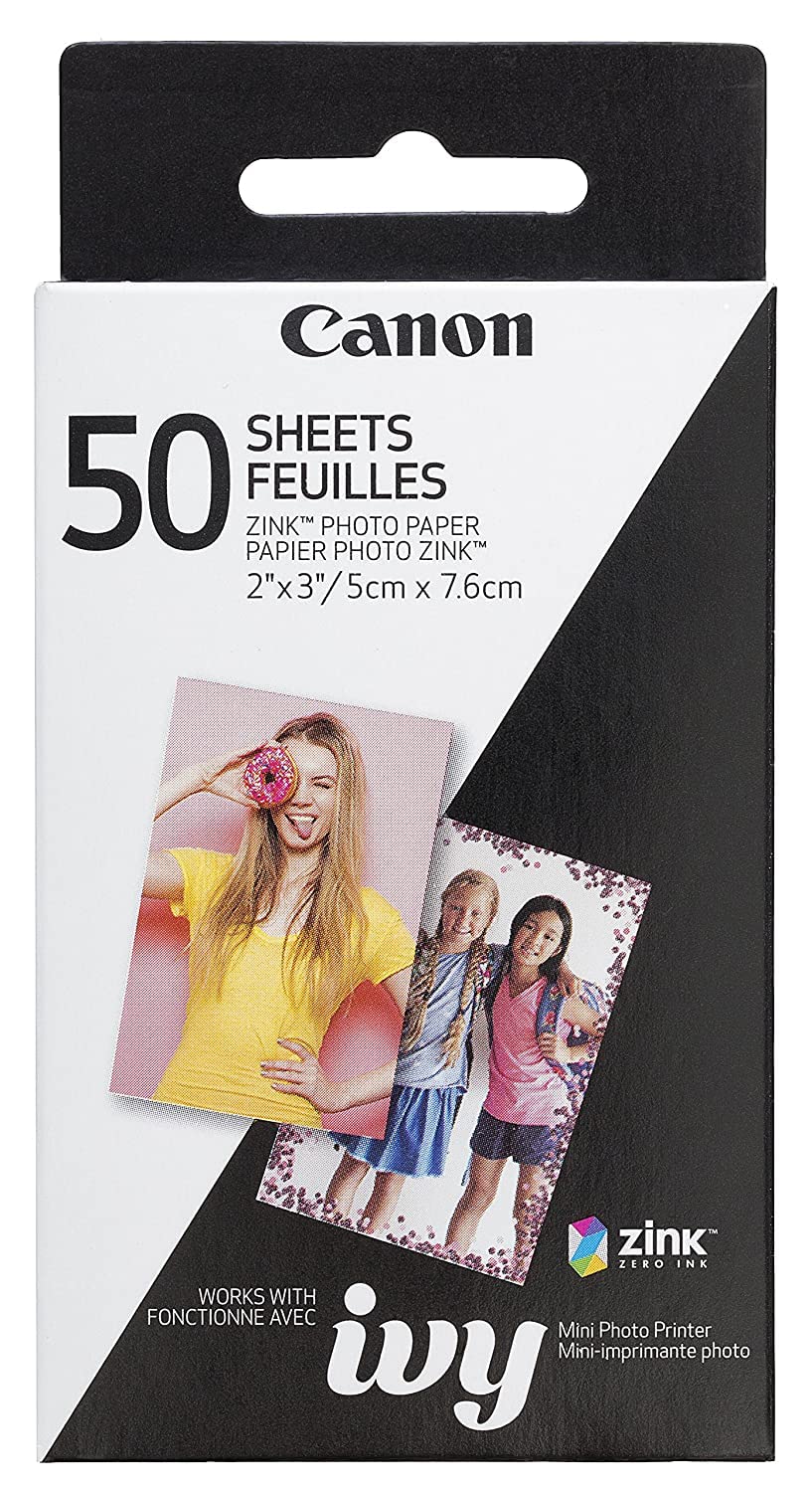 Canon Ivy 2 Mini Photo Printer - Wireless Portable Printer for iOS & Android | Print Sticky-Back Photos & Zink Stickers | Includes 20 Pre-Cut Circle Stickers & 50 Sheets Photo Paper | Perfect for Scrapbooking, Travel Memories & Instant Photo Sharing