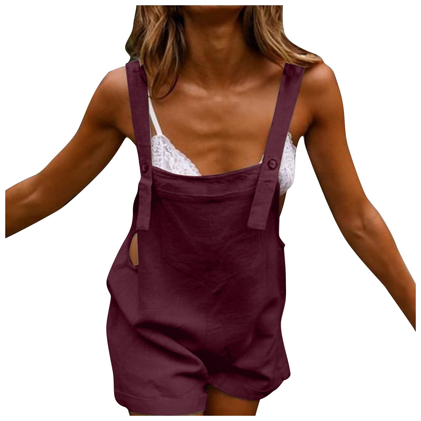 Sexy Backless Bodysuit Jumpsuit for Women - Solid Color Strap Tie Romper with Pockets | Perfect for Summer Outfits, Beach Wear & Night Out Party Fashion