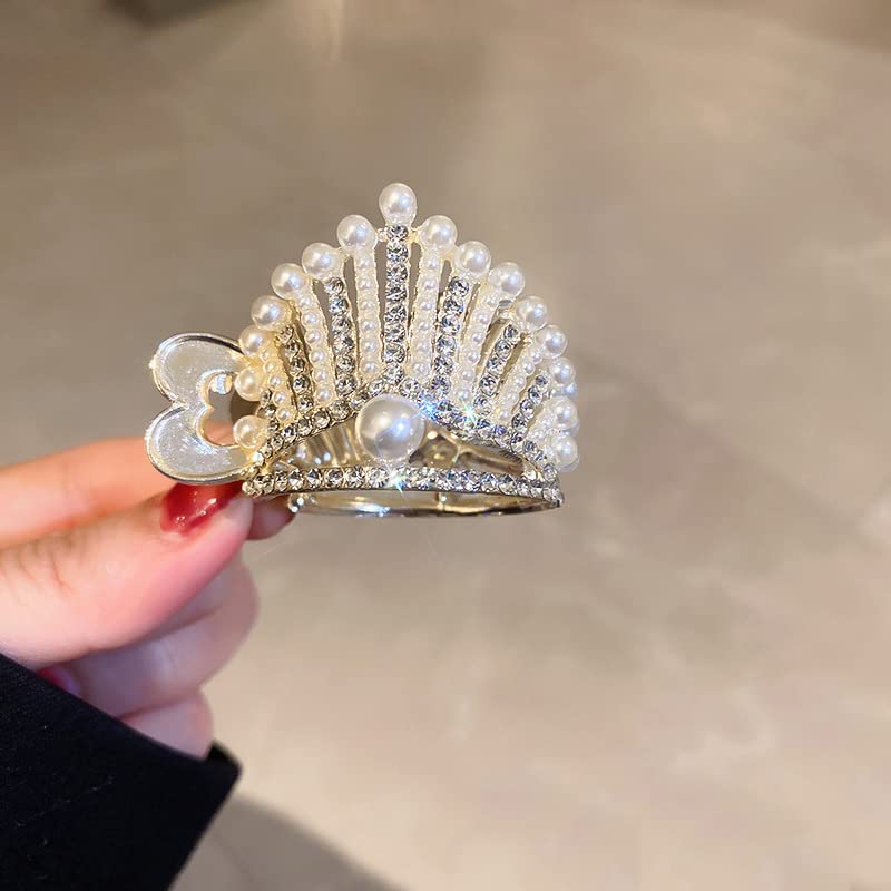 Samyak 2-Pack Rhinestone Crown Princess Ponytail Holder Hair Clips - Elegant Bridal Hair Accessories for Weddings, Prom, Parties & Special Occasions