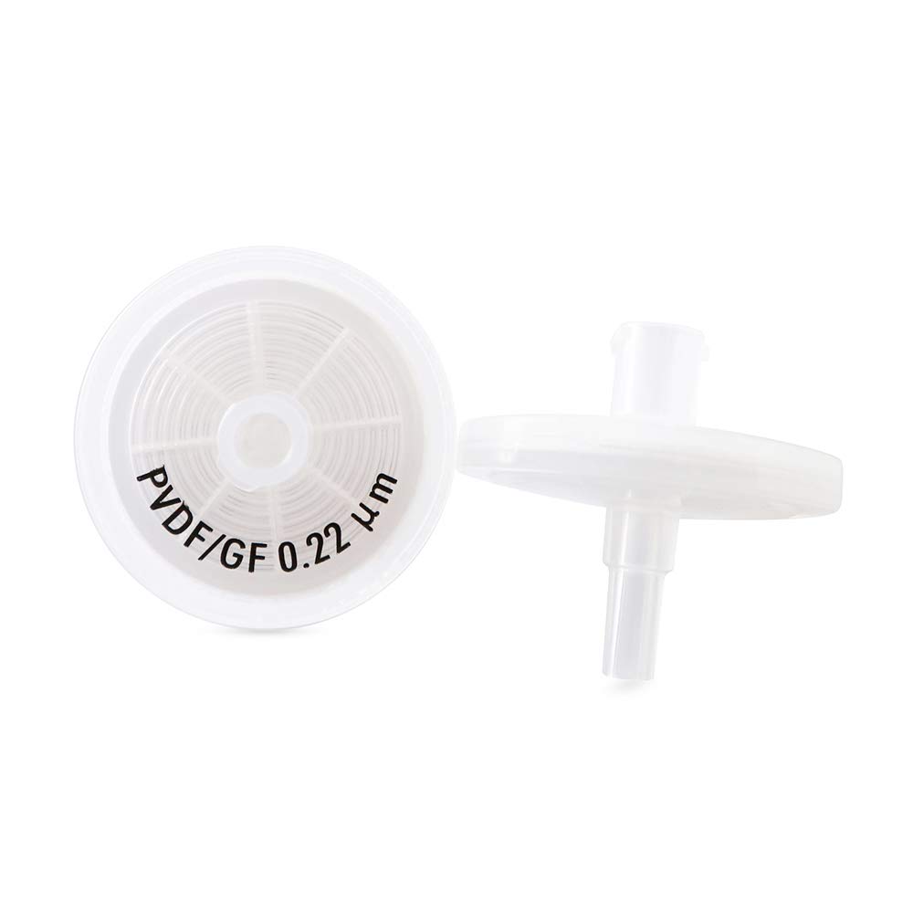 0.22μm PVDF Syringe Filter with 0.7μm Glass Fiber Pre-Filter - 25mm Diameter, Sterile, Pack of 100 - Ideal for HPLC, Sample Preparation & Laboratory Filtration (GD/X 6872-2502)