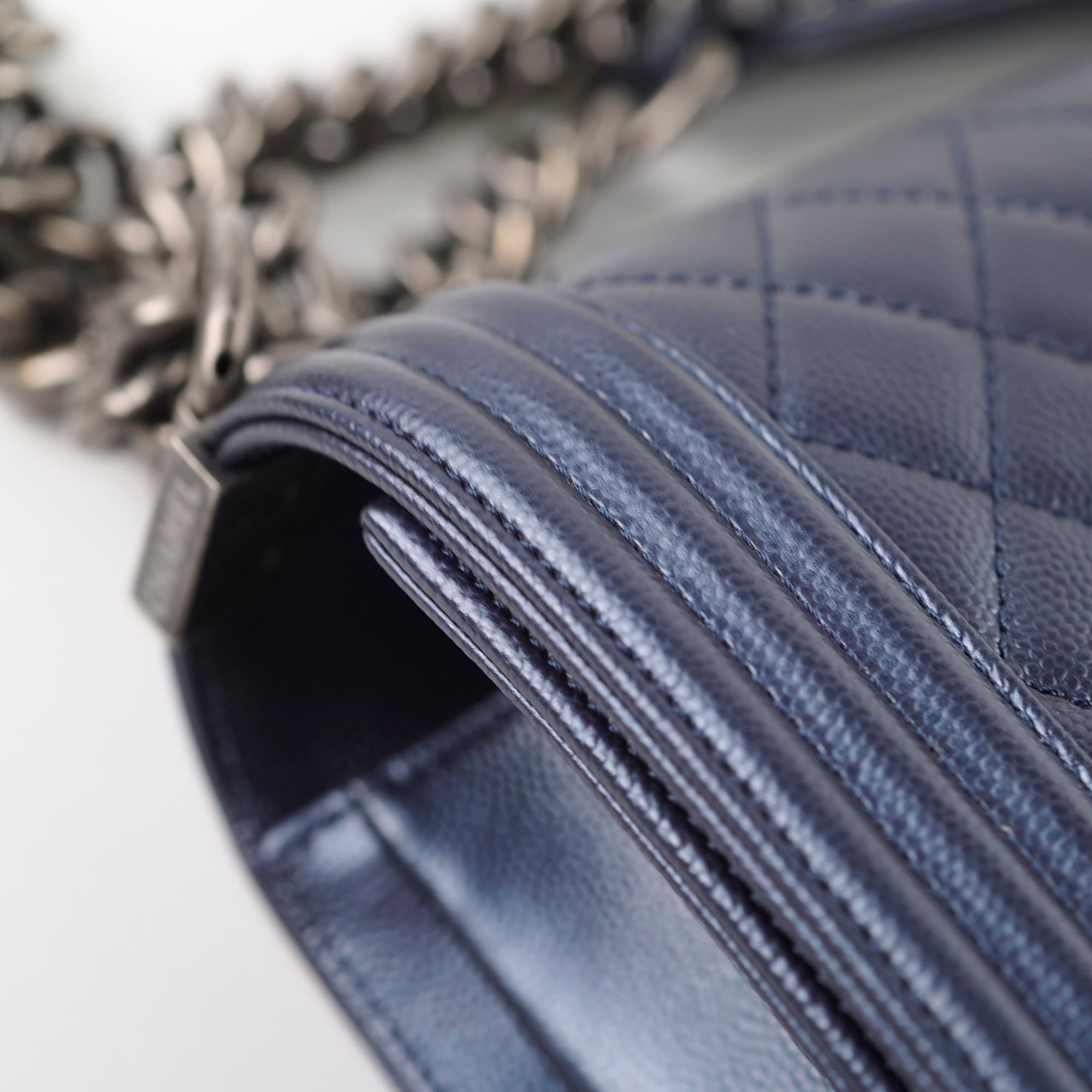 Chanel Old Medium Caviar Boy Bag in Metallic Blue - Luxury Crossbody Shoulder Bag for Women | Perfect for Date Night, Parties & Special Occasions