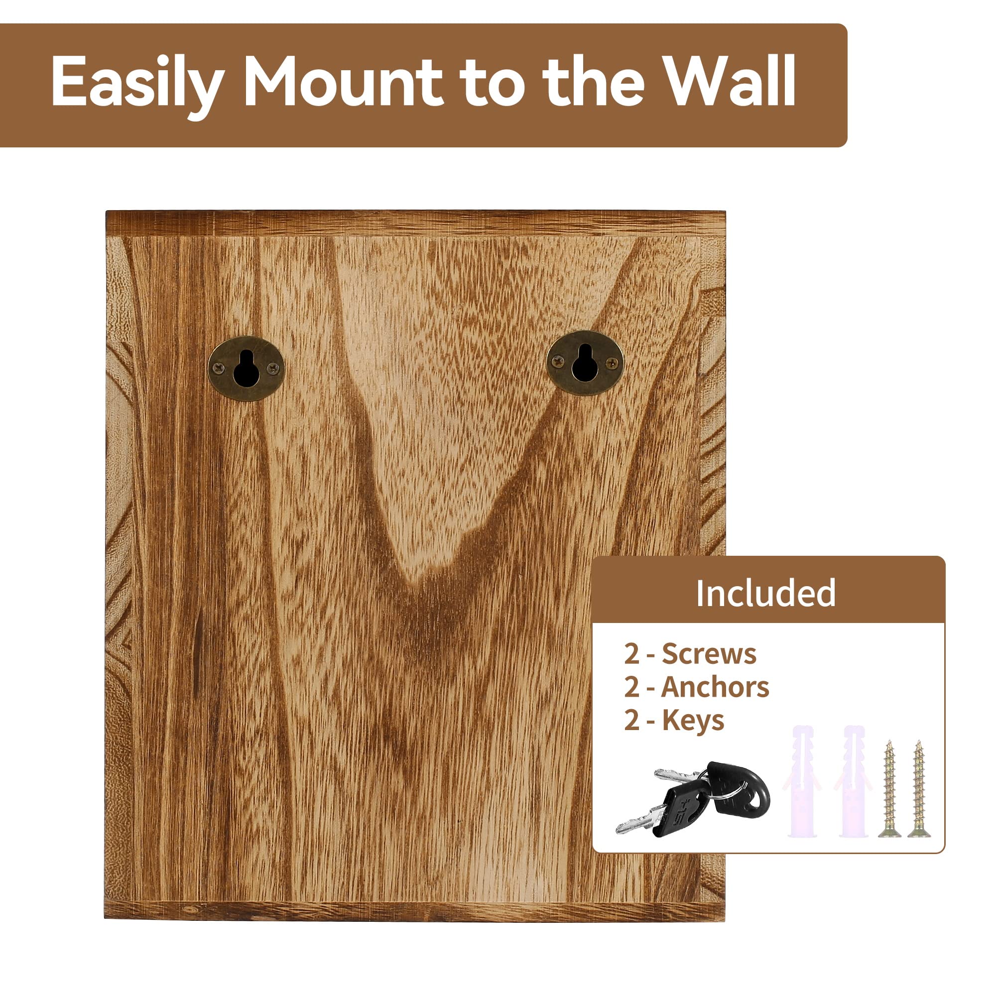 Wooden Suggestion Box with Lock - Secure Comment Card & Ballot Box for Office, School or Voting - Wall Mount or Freestanding in Classic Brown Finish