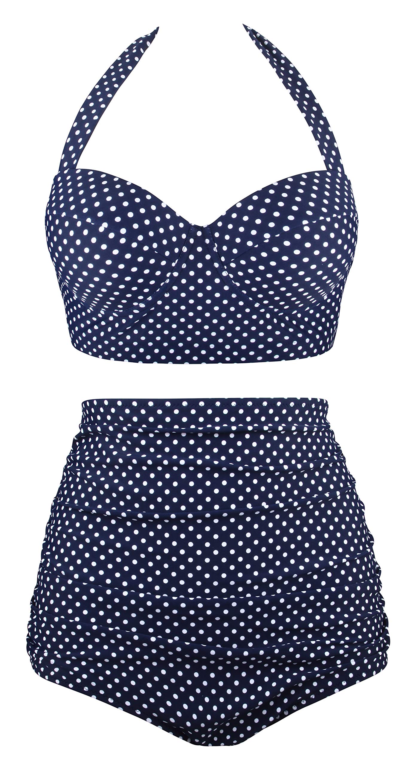 Vintage Polka Dot High Waisted Bikini Set for Women - Retro Swimwear Two Piece Bathing Suit for Beach, Pool & Summer Vacation