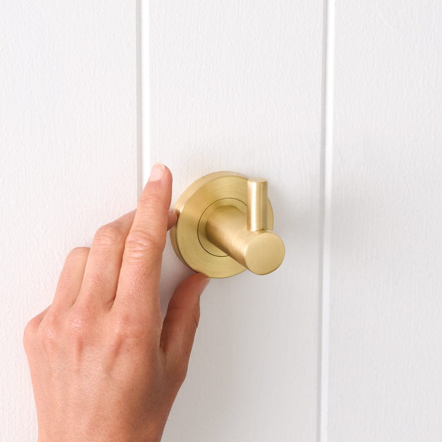 Stylish Sydney Robe Hook in Brushed Brass - Perfect for Bathroom, Bedroom, and Entryway Organization