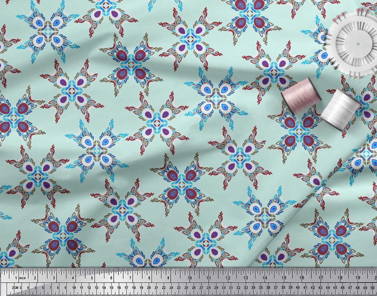 Soimoi Moss Georgette Brown Fabric by The Yard - 42 Inch Wide Moroccan Printed Fabric with Exotic Designs for Dresses, Curtains & Home Decor | Fashion & Interior Design Material