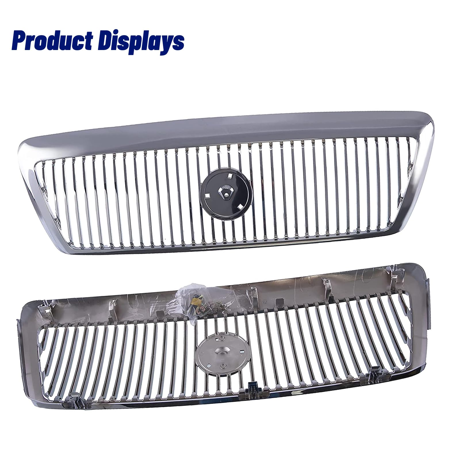 Chrome Front Grille Replacement for Mercury Grand Marquis 2003-2005 | OEM Style Grill Assembly with Chrome Shell & Insert | Perfect for Car Restoration & Custom Upgrades