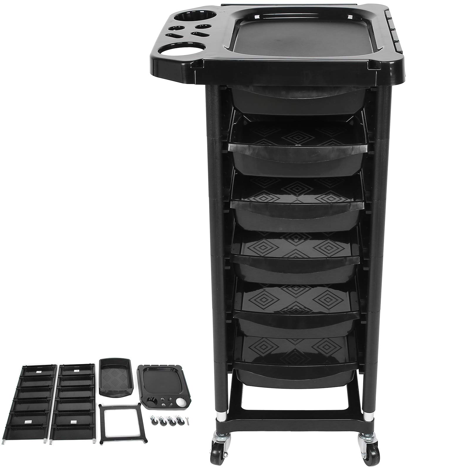 EVTSCAN 5-Tier Rolling Hair Salon Cart - Portable Styling Trolley for Hairdressers & Barbers - Mobile Storage Organizer for Salon Tools, Scissors, Combs & Hair Products - Perfect for Salon, Home & Professional Use