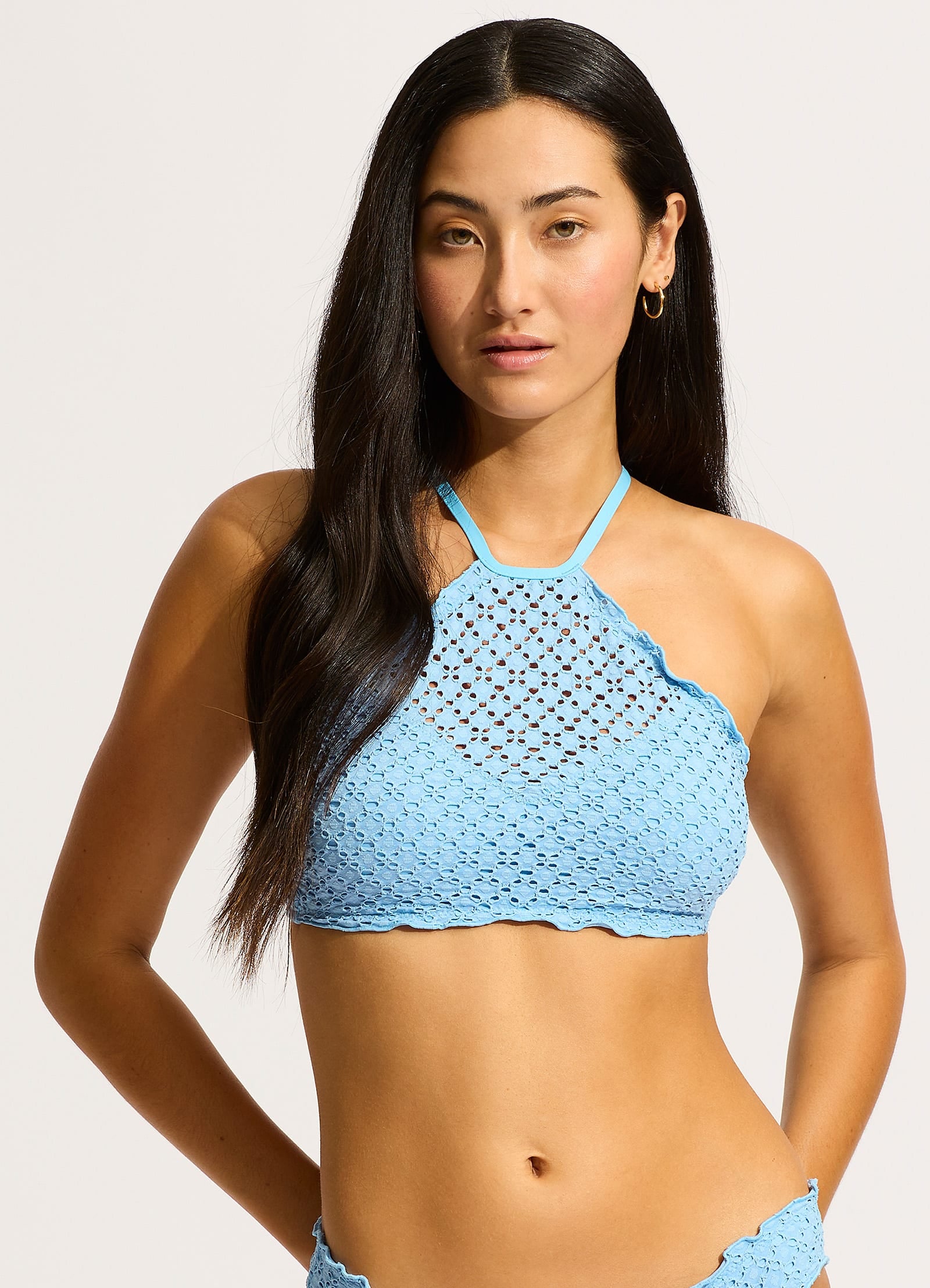 Daydreamer High Neck Tank Bikini Top - Powder Blue | Women's Swimwear for Beach, Pool & Summer Vacation