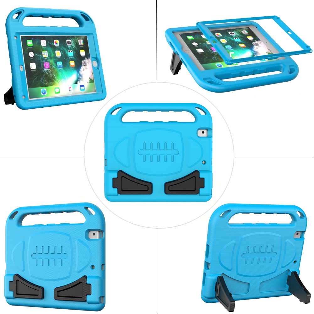 BMOUO Shockproof Kids iPad Case for iPad 6th/5th Generation (9.7-inch 2017/2018) & iPad Air 2 - Durable Handle Stand Cover with Screen Protector - Perfect for School, Travel & Home Use - Blue