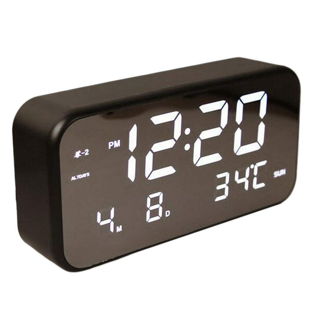 Silent Non-Ticking Digital Alarm Clock with Color Changing Night Light - Modern Home & Office Desk Clock (Black/White Light) for Bedroom, Nursery, Dorm & Gift Giving