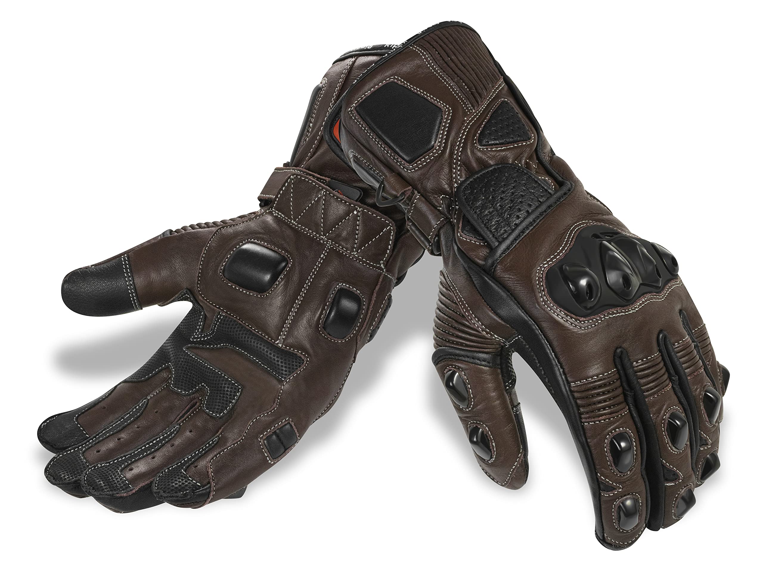 Genuine Leather Full Gauntlet Motorcycle Gloves - Street & Racing Gloves with Knuckle Protection & Touchscreen Compatibility - Perfect for Cruiser, Touring & Commuter Riding