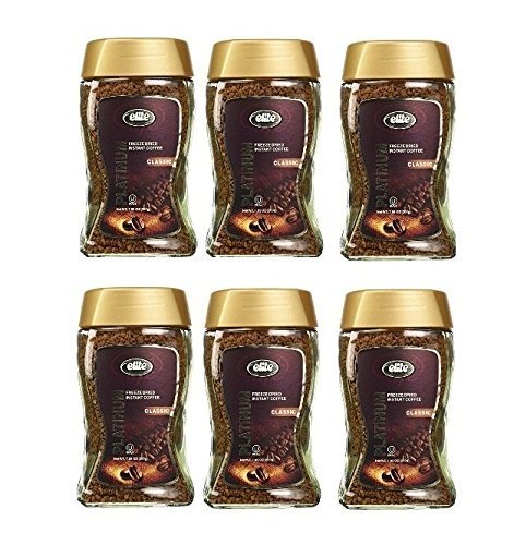 Premium Freeze Dried Instant Coffee - Elite Platinum Classic (7.5oz, 6-Pack) | Rich & Smooth Taste | Perfect for Office, Camping & Travel | Quick Brewing Coffee for Busy Mornings