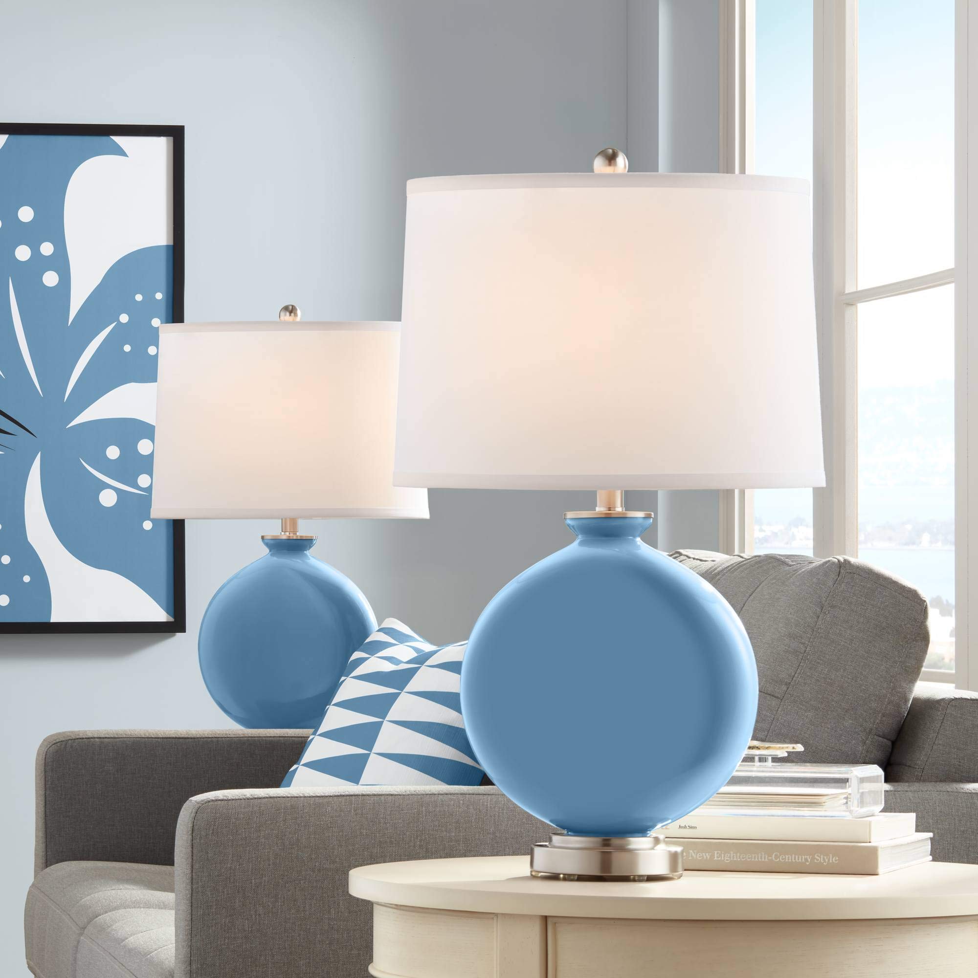 Modern Blue Table Lamps Set of 2 - 26.5