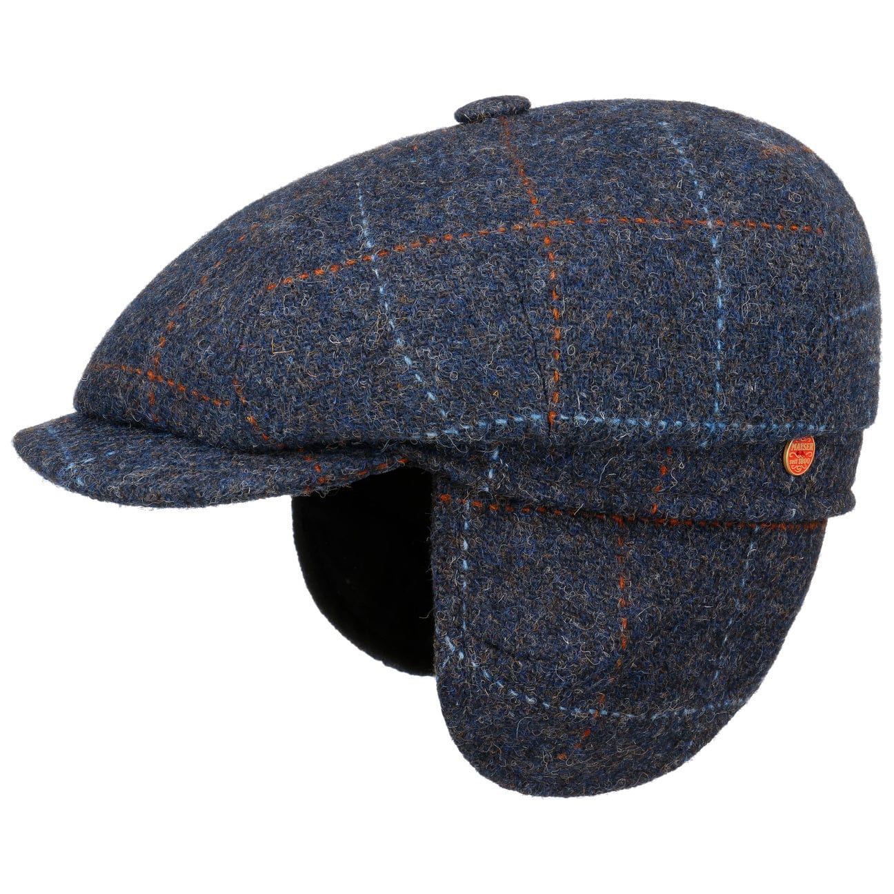 Seven Premium Harris Tweed Flat Cap by Mayser - Classic Wool Newsboy Hat for Men | Vintage Style Driving Cap for Outdoor Activities & Casual Wear