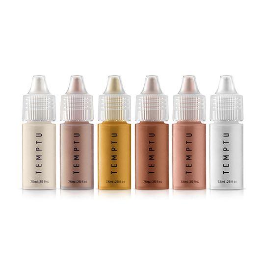 Temptu Silicone Based 6 Color Highlighter Starter Set - 1/4 oz for Professional Makeup & Contouring | Perfect for Bridal, Photo Shoots & Everyday Glow