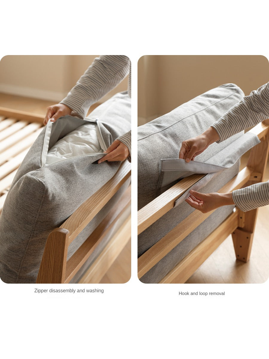 Solid Oak Wood Soft Bed Frame - Queen Size, Sturdy & Comfortable for Master Bedroom or Guest Room