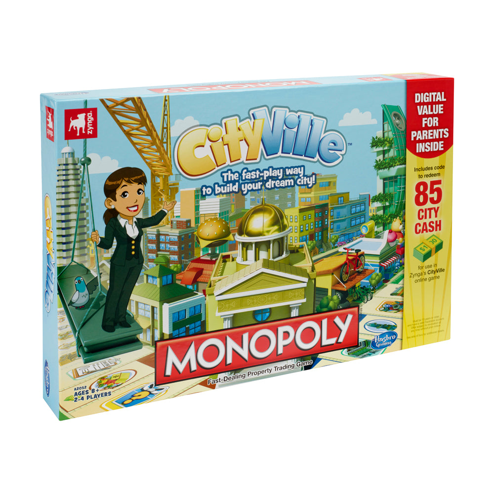 Hasbro CityVille Monopoly Urban Development Board Game - Family Strategy Game for City Building & Property Trading Fun