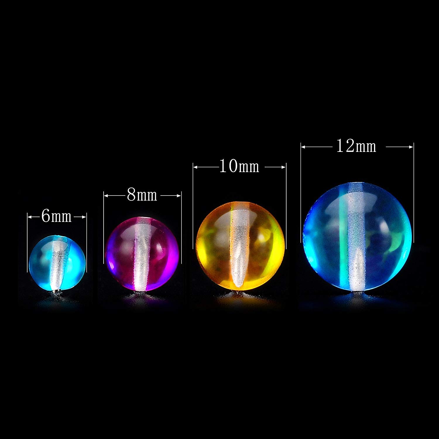 **Aura Iridescent Round Moonstone Crystal Glass Beads for Jewelry Making - 12mm Mixed Colors (1 Strand) - Perfect for Necklaces, Bracelets & DIY Craft Projects**