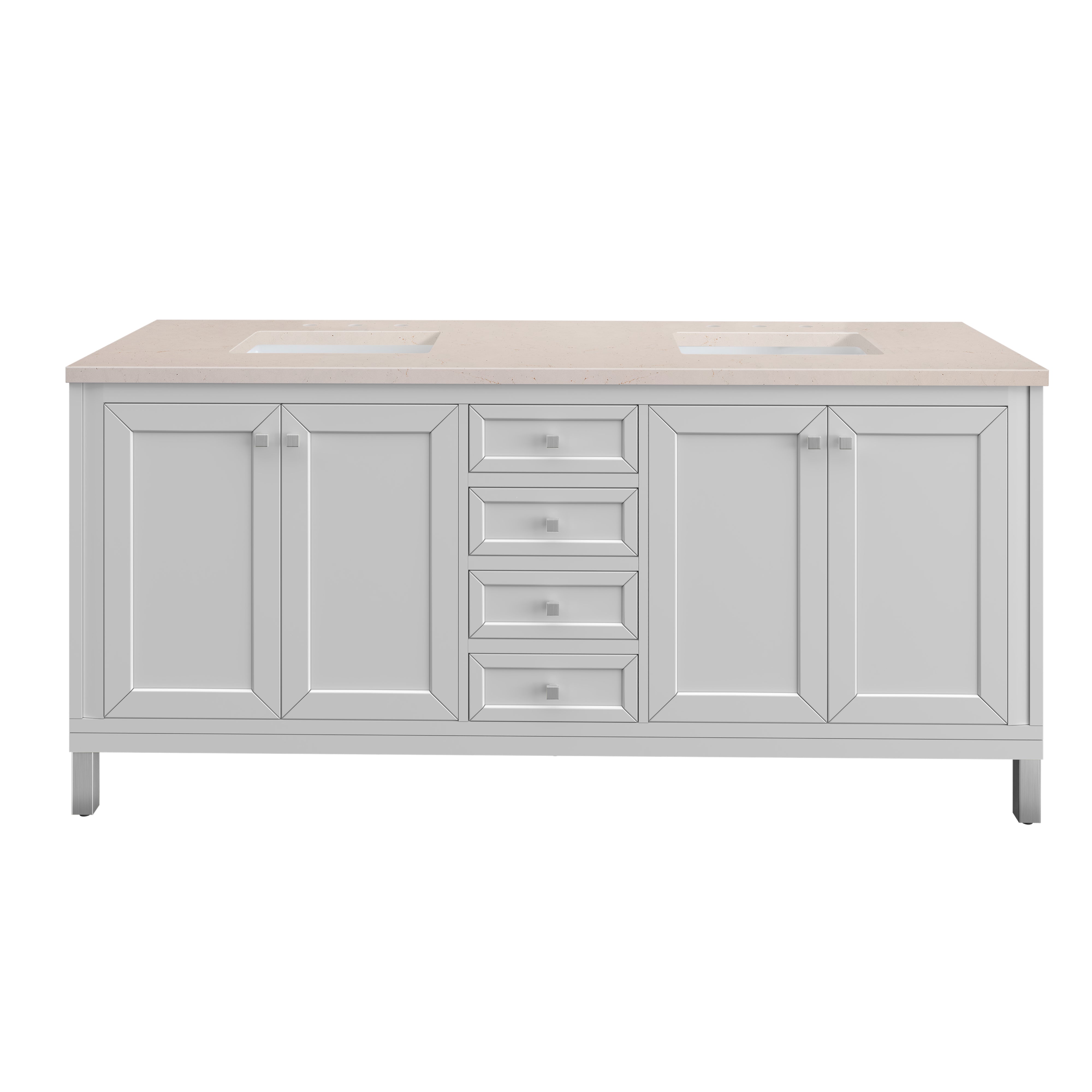 Chicago Brushed Nickel Knobs and Legs Set for V72 - Vintage Style Cabinet Hardware for Kitchen & Bathroom Remodeling