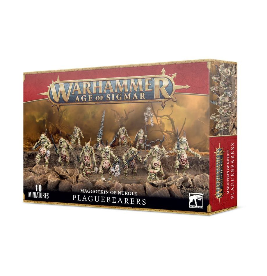 Age of Sigmar Maggotkin of Nurgle: Plaguebearers Miniatures - Warhammer Fantasy Battle Game Figures for Tabletop Gaming & Collecting (28mm Scale) - Perfect for Wargaming, Painting, and Display