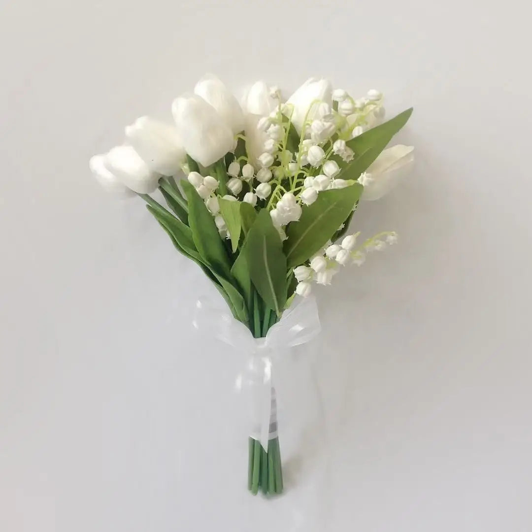 White Calla Lily Bridal Bouquet - Handmade Artificial Silk Wedding Flowers for Bridal Shower, Ceremony & Home Decor