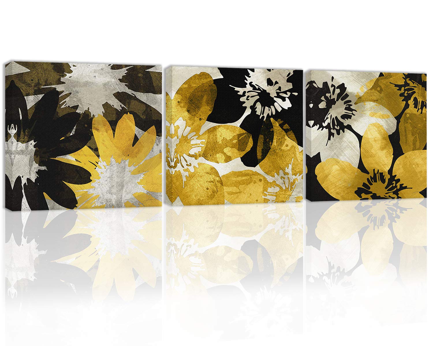 Yellow Flower Wall Art Decor - Modern Canvas Painting Prints for Home, Living Room, Dining Room & Bedroom | Perfect for Farmhouse, Boho & Contemporary Interior Design Styles