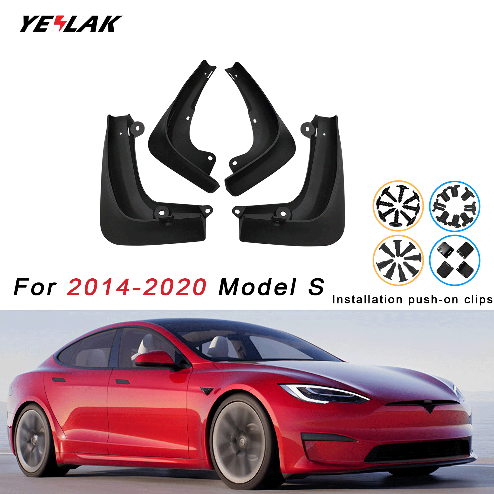 Premium Mud Flaps Set for Tesla Model S (2014-2020 Pre-Refresh) - Durable Splash Guards for All-Weather Protection & Road Debris Defense - Perfect for Winter Driving and Off-Road Adventures