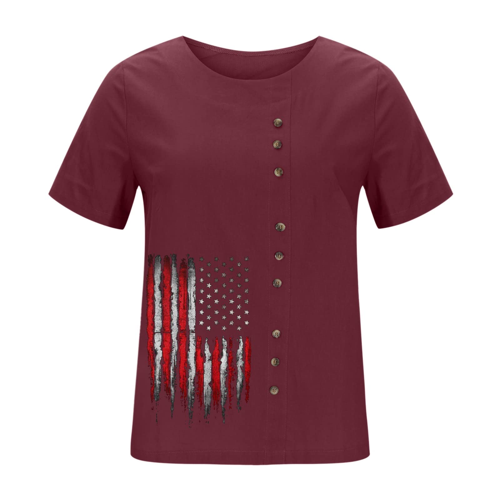 Women's Summer Tops - Soft Cotton Blend 4th of July Shirts with Crew Neck & Short Sleeve | Basic Tunic Tee Shirts & Casual Blouse for Summer | Perfect for BBQ, Beach Outings & Patriotic Celebrations