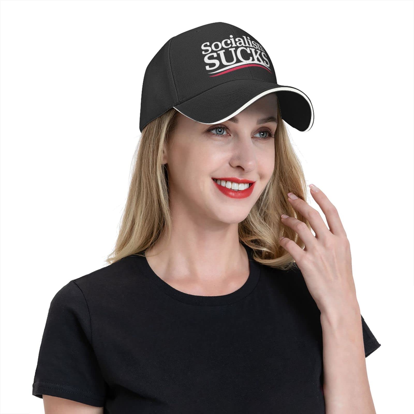 Socialism Sucks Baseball Cap - Adjustable Trucker Hat for Golf & Outdoor Activities - Custom Black Snapback for Men & Women - Perfect for Sports, Casual Wear & Political Statements